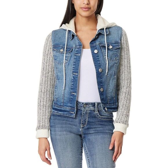 Juniors Wallflower Dreamer Jean Sweater Jacket - Picture 1 of 4